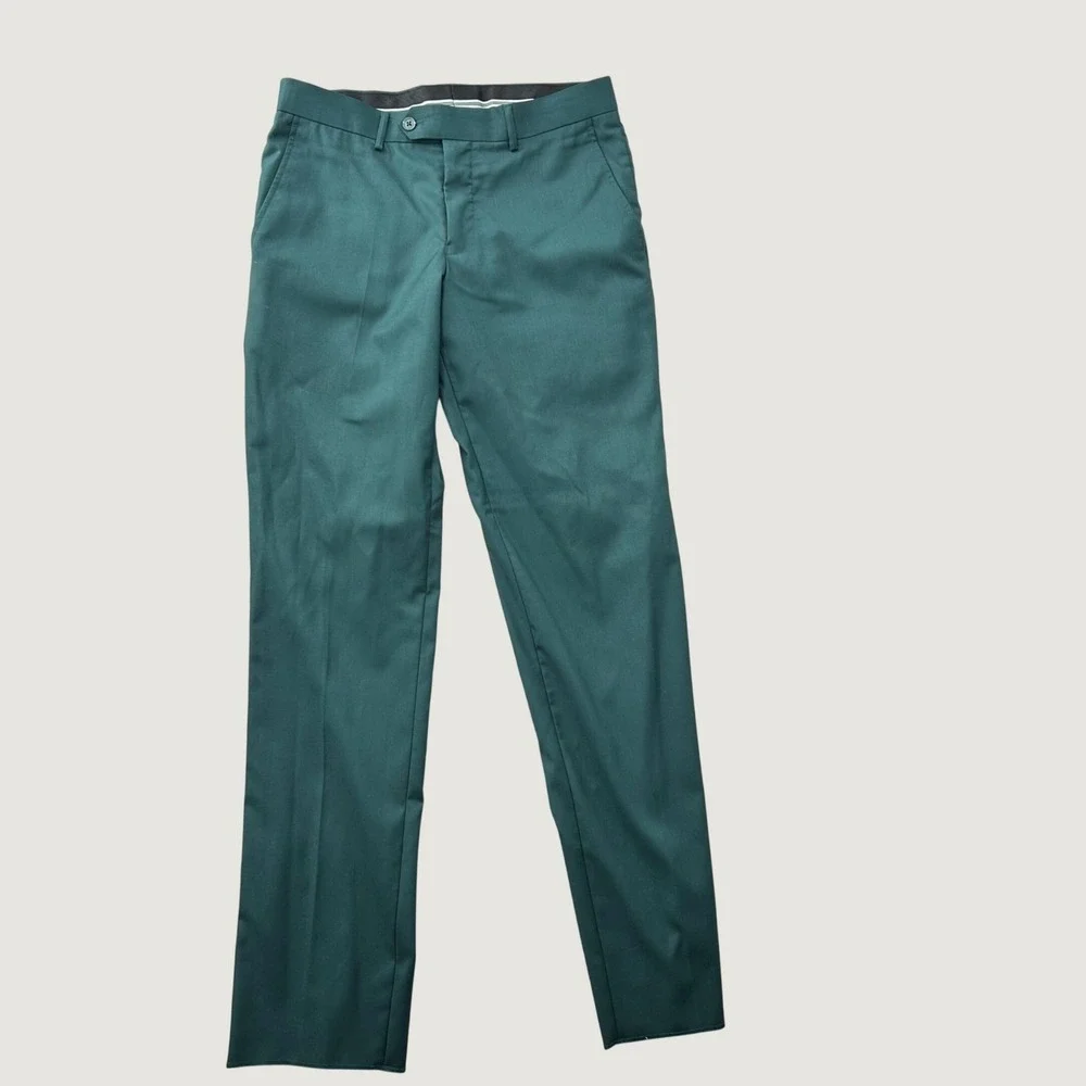 Braveman Mens Slim Fit 2 Piece Suit Teal Green Two Button Blazer Pants Set